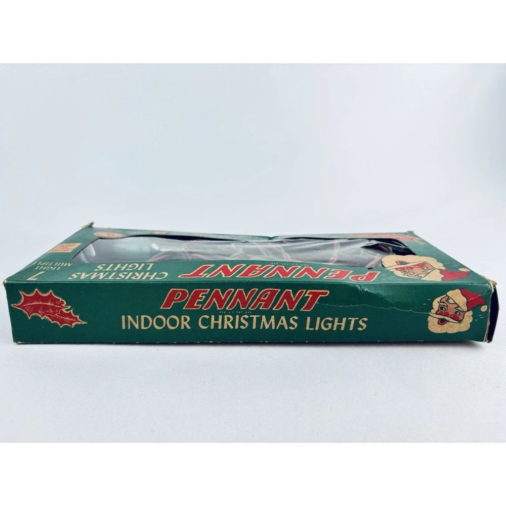 Vintage Pennant Indoor Christmas Tree Lights Original Box- Holiday Decor Works‎